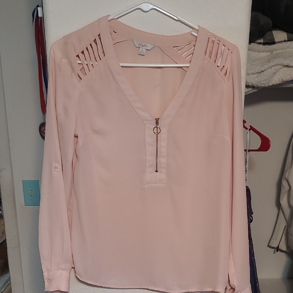 Candie's Pink Long Sleeve Cut Out Blouse